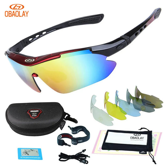 Polarized UV400 Cycling Sunglasses - Versatile Eyewear for Biking, Fishing, and Outdoor Sports, with 5 Interchangeable Lenses