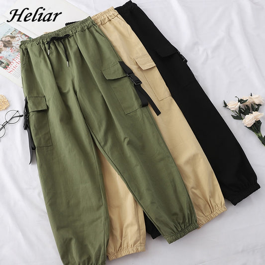 Heliar Cargo Pants English Style Loose Fit with Elastic Bottom
