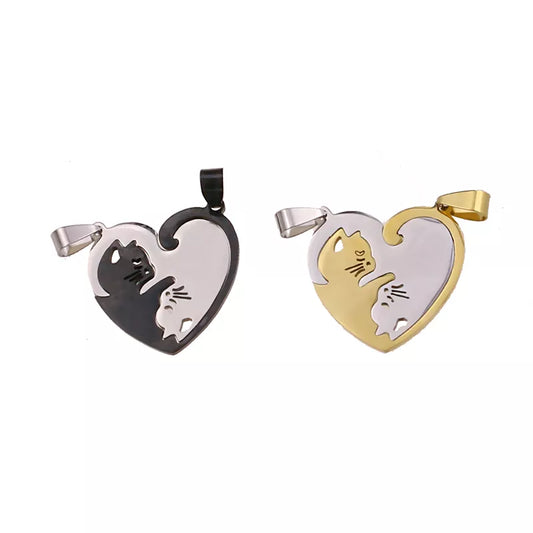 Stainless Steel Cute Lovely Cat Charm Necklace Set - Lover Girlfriend Gift