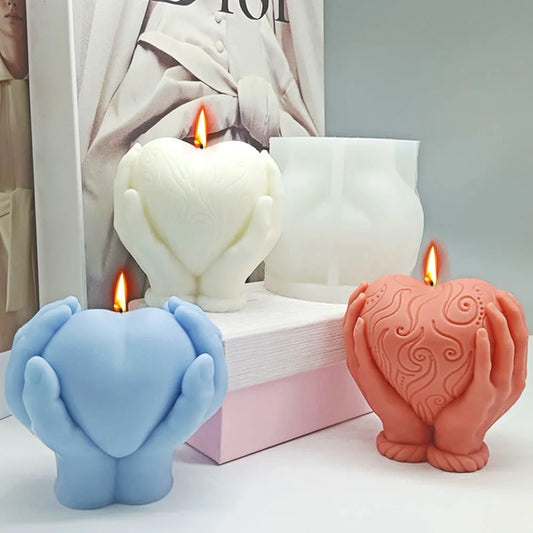 Love Candle Mold - Heart Relief Pattern Silicone Mould for Candle Making and More