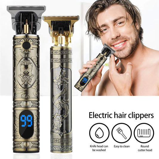 Vintage T9 Cordless Hair Cutting Machine Beard Clipper - USB Electric Shaver for Men