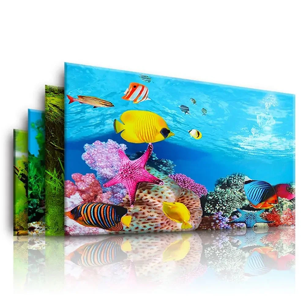 Aquarium Landscape Sticker Poster Fish Tank 3D Background Sticker