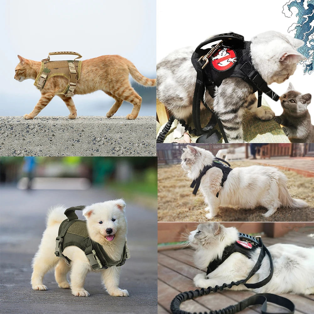 Tactical Mesh Cat and Dog Harness with Control Handle