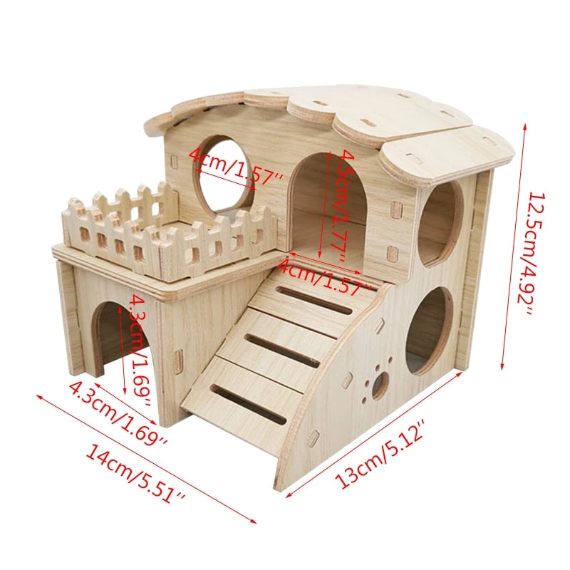 Double Layer Wooden Hamster Hideout