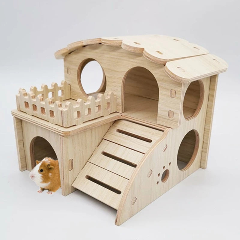 Double Layer Wooden Hamster Hideout