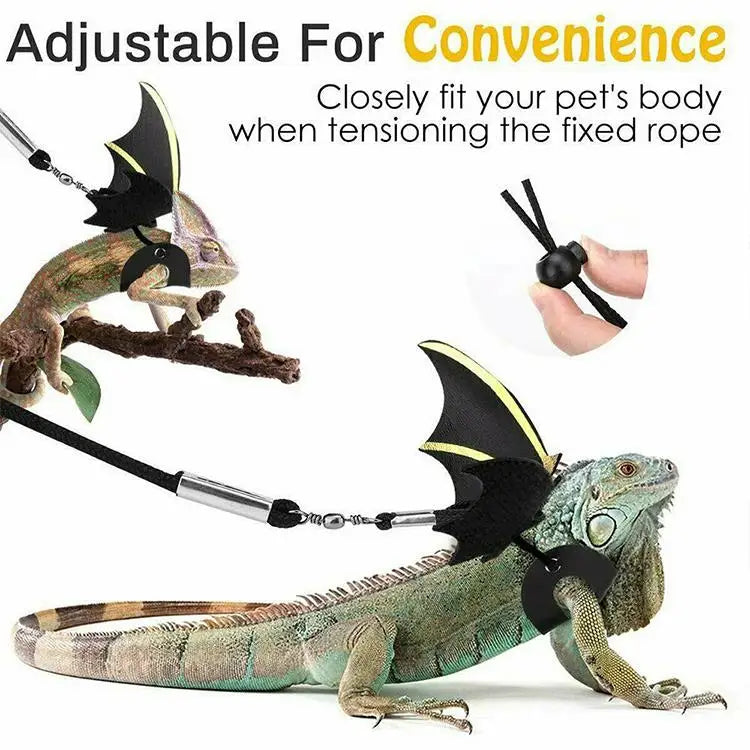 Adjustable Reptile Harness & Leash with Bat Wings