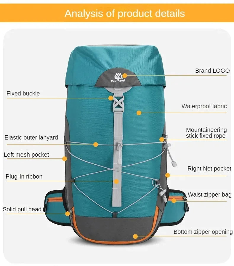 Explore the Outdoors: 40L Waterproof Camping Backpack – Your Perfect Companion for Climbing, Hiking, and Travelling Adventures