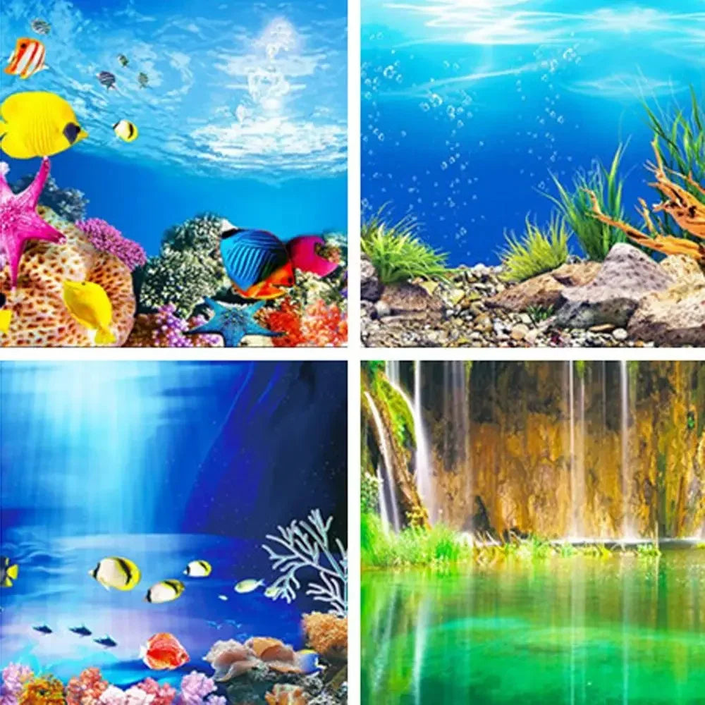 Aquarium Landscape Sticker Poster Fish Tank 3D Background Sticker