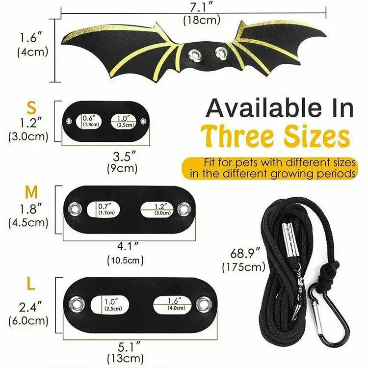 Adjustable Reptile Harness & Leash with Bat Wings