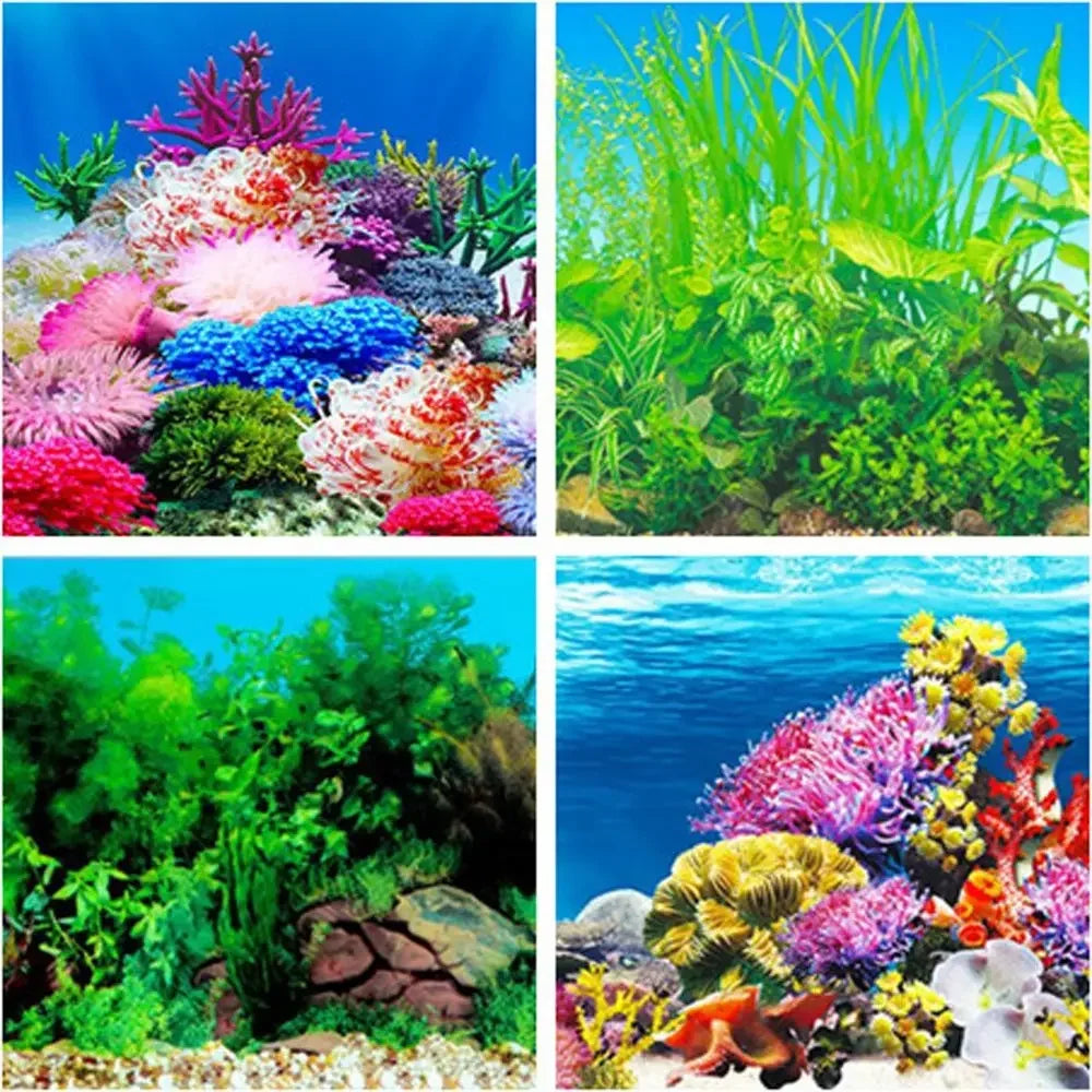 Aquarium Landscape Sticker Poster Fish Tank 3D Background Sticker