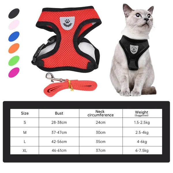 Adjustable Mesh Pet Harness with Leash