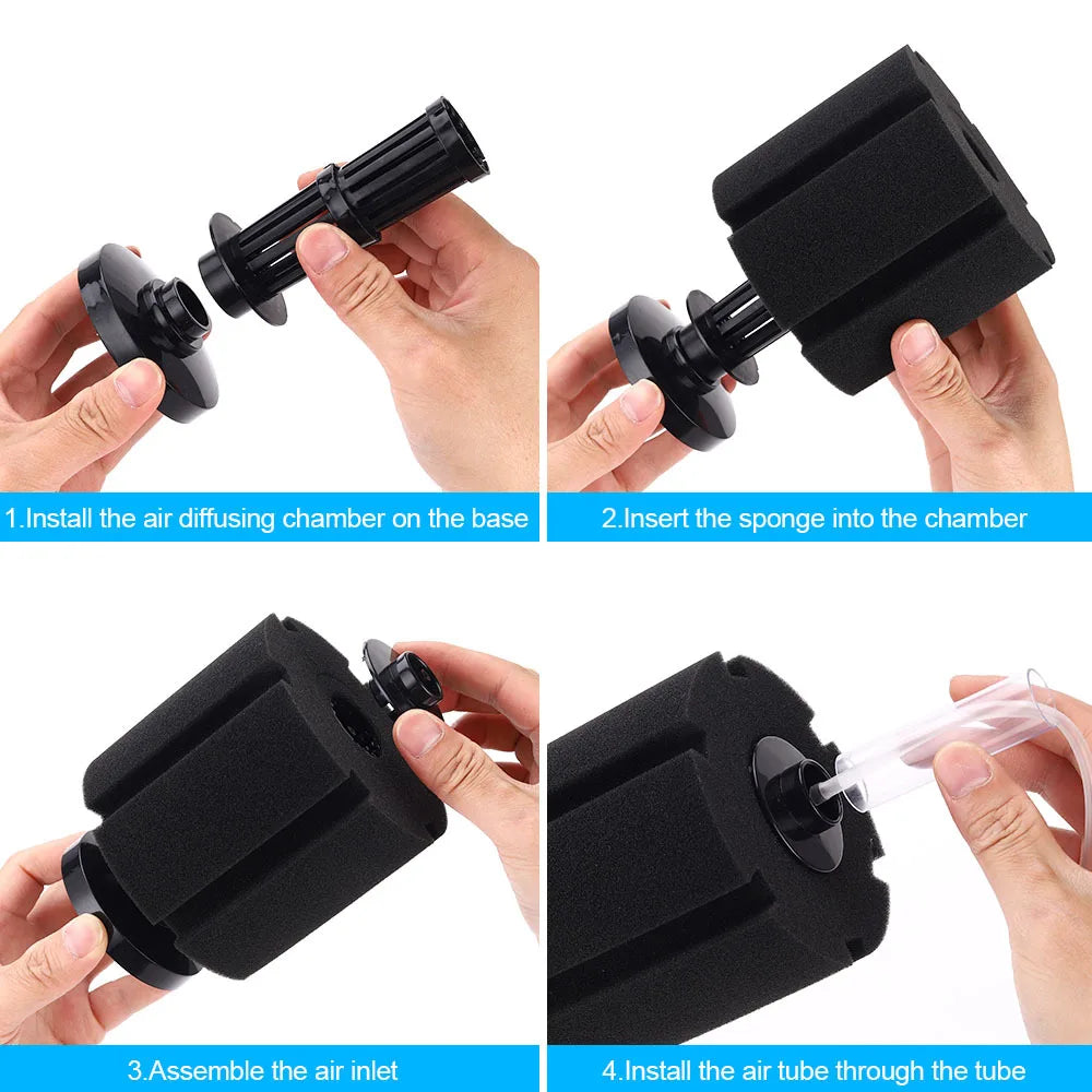 Fish Tank Air Pump Skimmer with Biochemical Sponge Filter