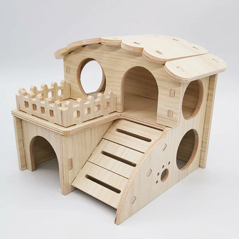 Double Layer Wooden Hamster Hideout