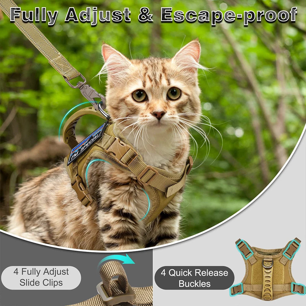 Tactical Mesh Cat and Dog Harness with Control Handle