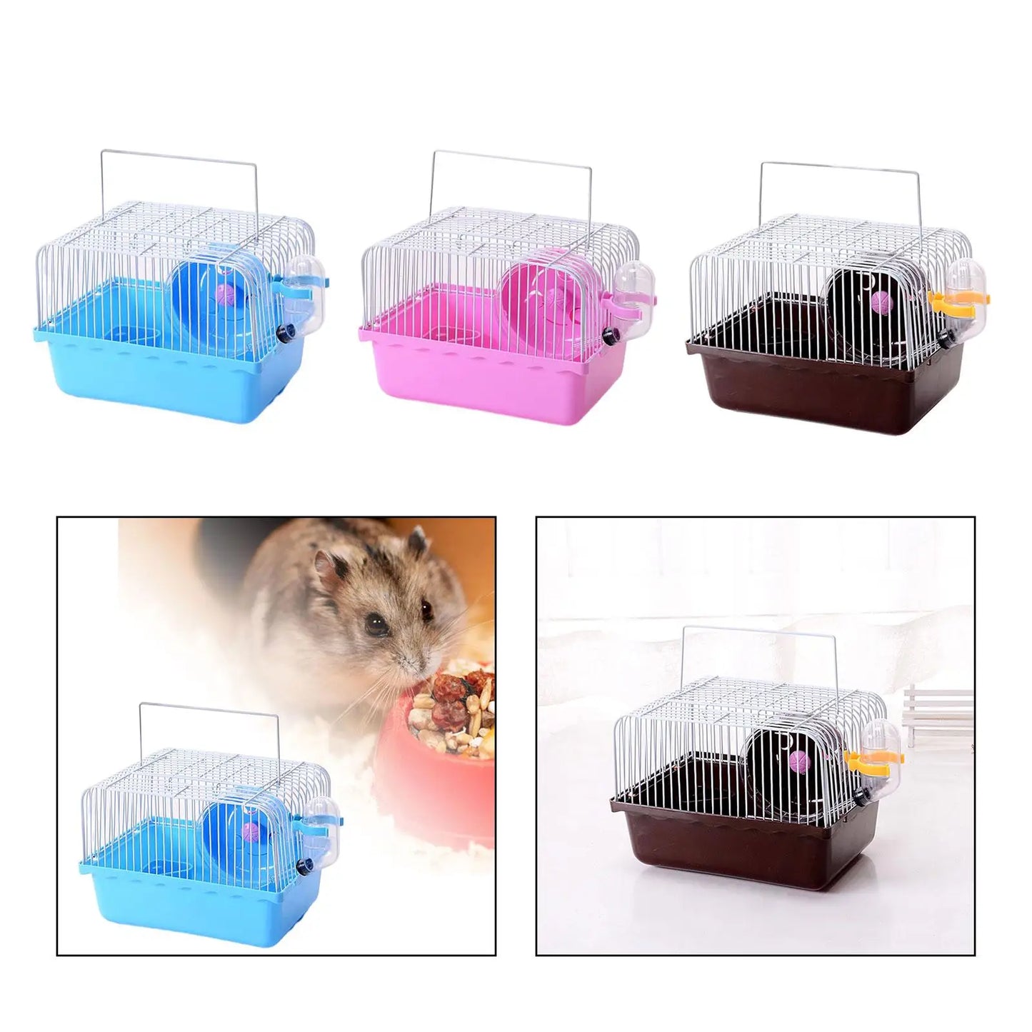 Portable Hamster Travel Cage with Water Bottle & Toys