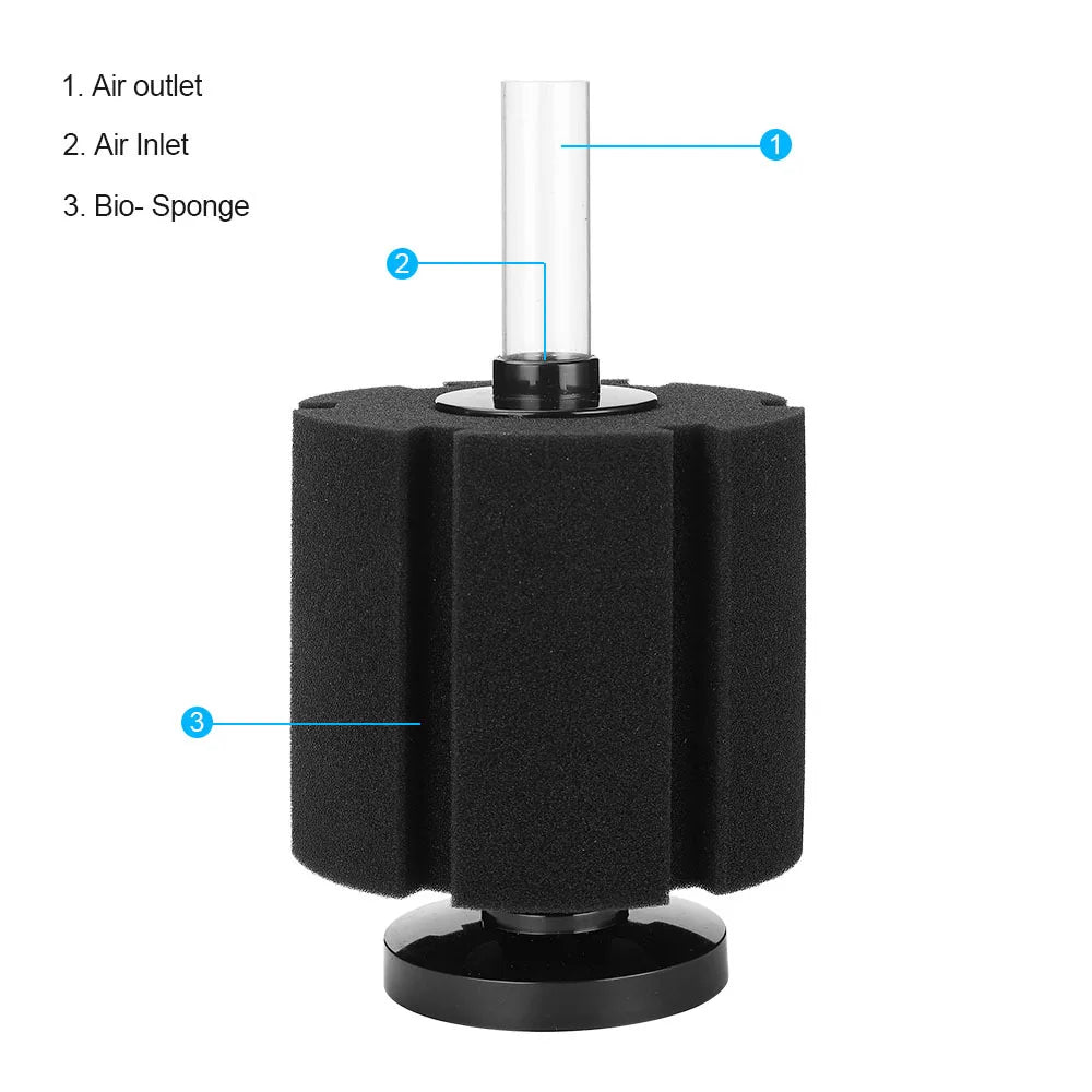 Fish Tank Air Pump Skimmer with Biochemical Sponge Filter